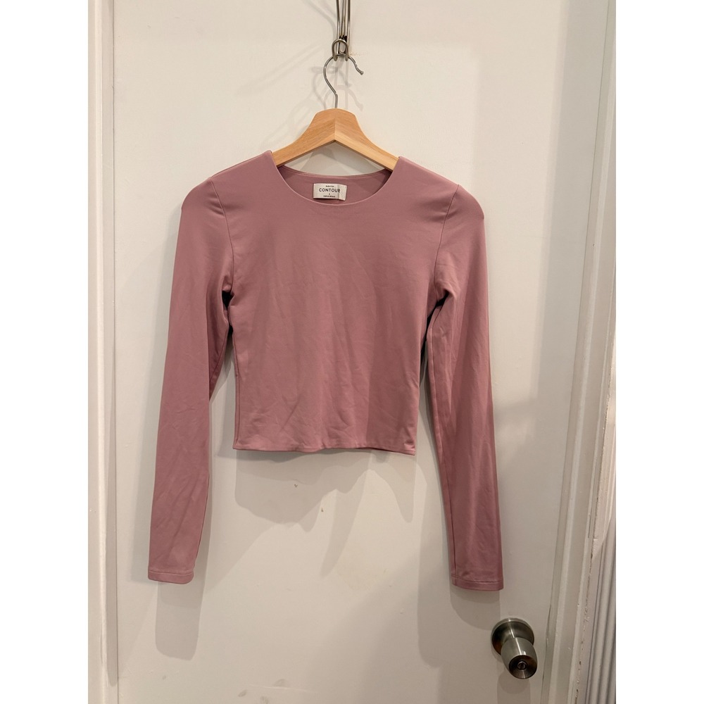 Babaton Contour Long Sleeve Crew Top Small Rose Mauve Minimalist Clean‎ Girl